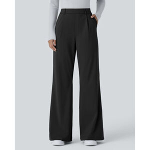 NWT Halara Flex High Waisted Pull on Pocket Work Flare Pants Black Size XL